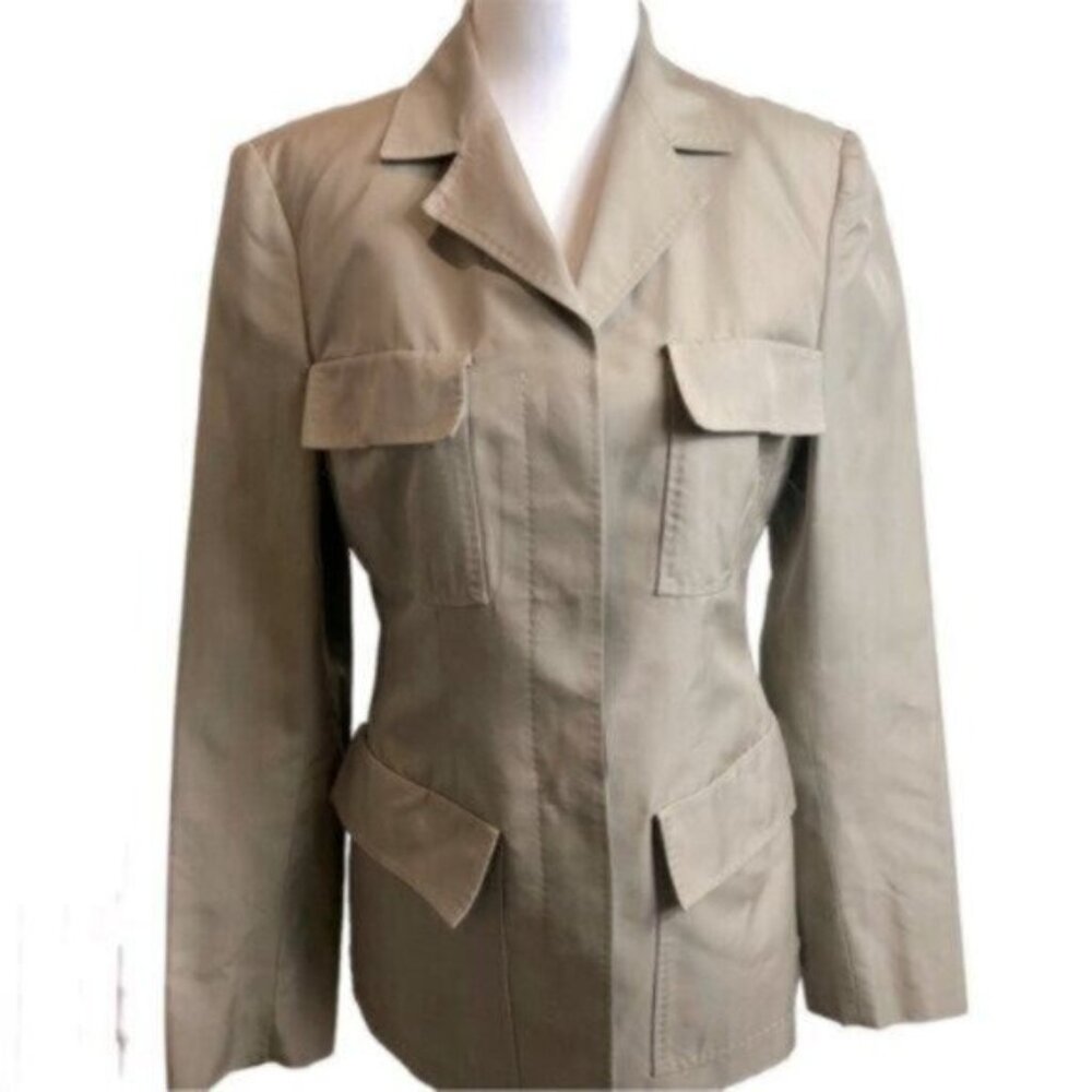 Michael Kors Tan 100% Silk Utility Jacket 4 - Picture 6 of 10